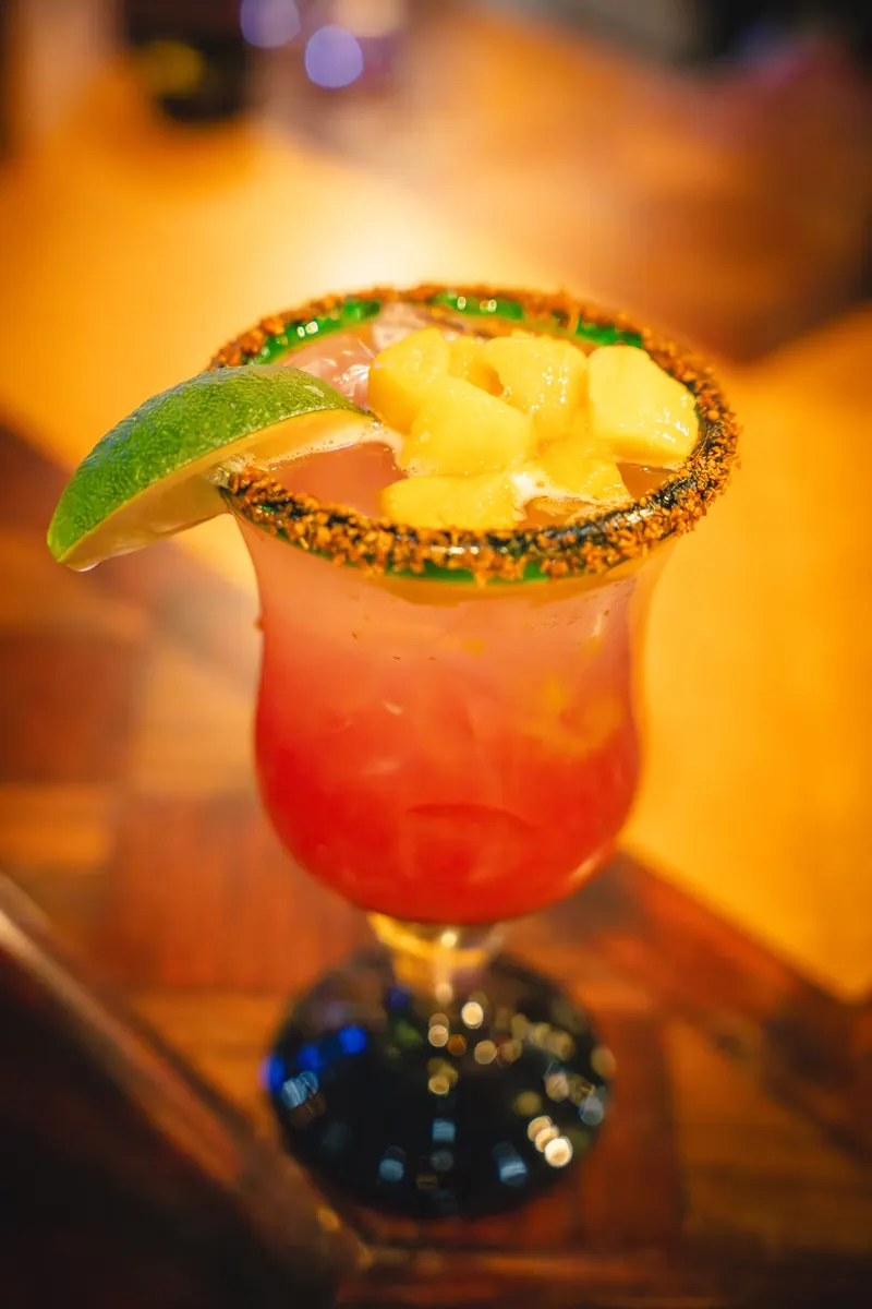 Margarita with a chili-salt rim and lime