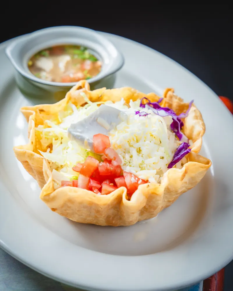 Taco Salad in a crispy tortilla bowl
